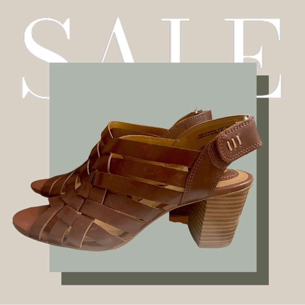 Clarks Artisan Brown Woven Strappy Open-toe Sandals